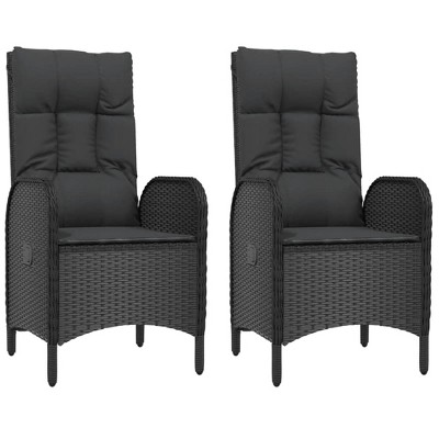 vidaXL Set of 2 Patio Chairs - Modern Outdoor Seating, Poly Rattan & Steel, Black, Curved Backrest & Armrest