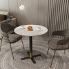 Round Dining Table with Sintered Stone Top and X-Shaped Stainless Steel Pedestal Base – Seats 2–3 People, Kitchen & Dining Room Table for Cafes - 2 of 4
