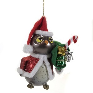 Italian Ornaments 5.0 Inch Santa Owl Ornament Italian Bird Christmas Tree Ornaments - 1 of 3
