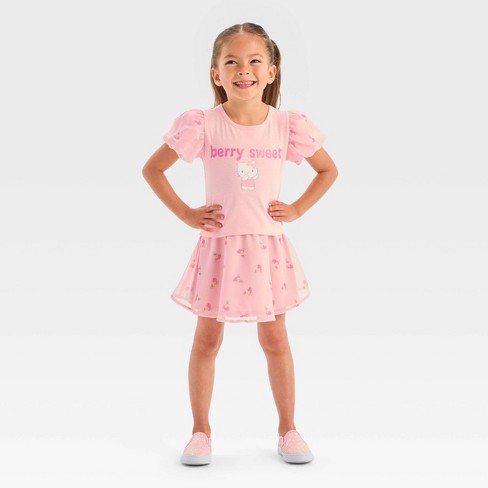 Toddler Girls' Hello Kitty Top And Skirt Set - Pink 2t : Target