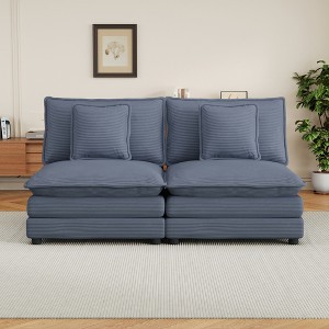 Modular Corduroy Sofa Couch, Upholstered Sofa with Removable Pillows & Deep Seat for Living Room - ModernLuxe - 1 of 4