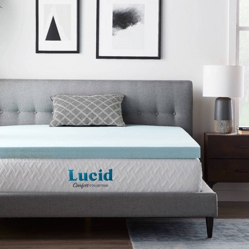Lucid Comfort Collection 3 in. Gel and Aloe Infused Memory Foam Topper - Twin XL, Blue
