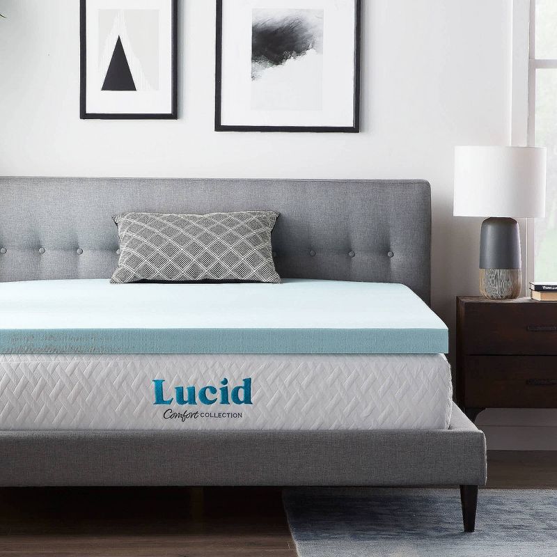 Comfort Collection 3" Gel and Aloe Infused Memory Foam Mattress Topper - Lucid, 1 of 14
