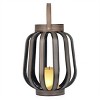 Alpine Corporation 12" Solar Brown Cylindrical Plastic LED Indoor Outdoor Decorative Lantern Off-White - 2 of 4
