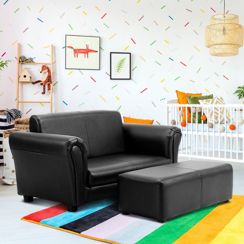 Costway Kids Sofa Armrest Chair Couch Lounge in Black, 1 of 11