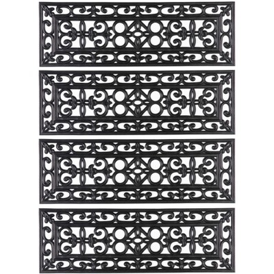 1'10"x1'10" Rectangle Indoor and Outdoor Woven Accent Rug Black - Gardenised