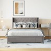Queen Size Storage Bed with Wingback Headboard and Big Drawer - 2 of 4