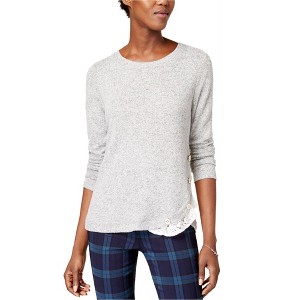 maison Jules Womens Lace Trim Knit Blouse - 1 of 1