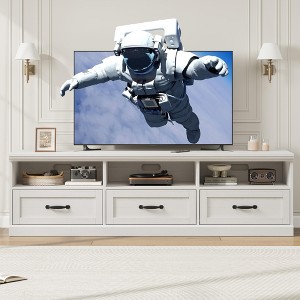 Wooden TV Stand for 75 Inch TV,Media Console Table with 3 Drawers and Opening Shelves,TV Console Media Cabinet for Living Room,Bedroom - 1 of 4