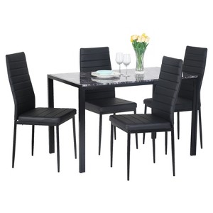 FDW Dining Table Set 5 Piece Dining Room Table Set with 4 Leather Chairs - 1 of 4