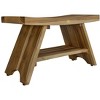 EcoDecors® Serenity® 35" Teak Wood Shower Bench with Shelf in EarthyTeak Finish - 3 of 4