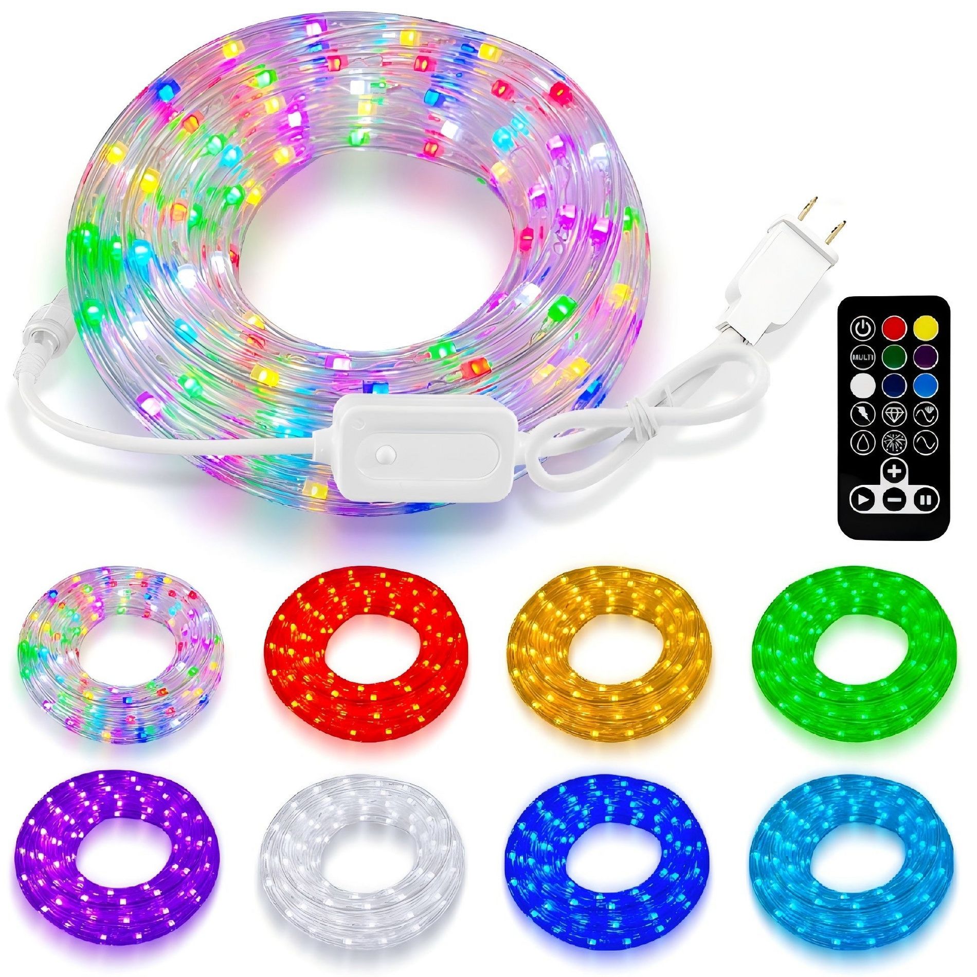 18FT Color Changing LED Rope Light with Remote Control 2-Pack