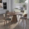 LeisureMod Clivo Leather Dining Chair – Modern Open-Back with Curved Wooden Slats & Poplar Wood Legs for Kitchen or Dining Room Set of 4 - 3 of 4
