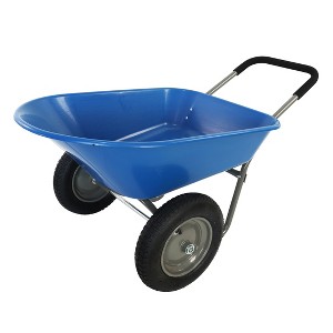 wheel barrow Two wheeled trolley for blue garden 15 inch pneumatic wheel WB189BL - 1 of 4