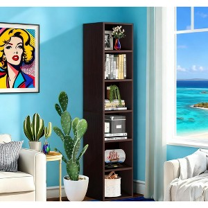 Gulches 70.9" Corner Bookcase, Modern 6-Tier Narrow Cube Display Shelves - 1 of 4