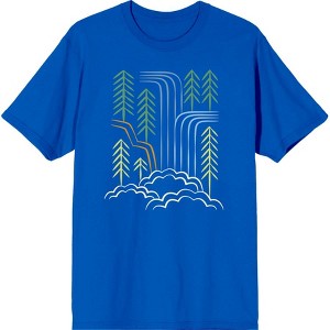 Adventure Society Waterfalls & Pine Trees Crew Neck Short Sleeve Adult T-shirt - 1 of 2