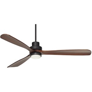 66" Casa Vieja Delta-Wing XL DC Industrial Indoor Ceiling Fan with LED Light Remote Control Matte Black Walnut Opal Glass for Living Room Kitchen - 1 of 4