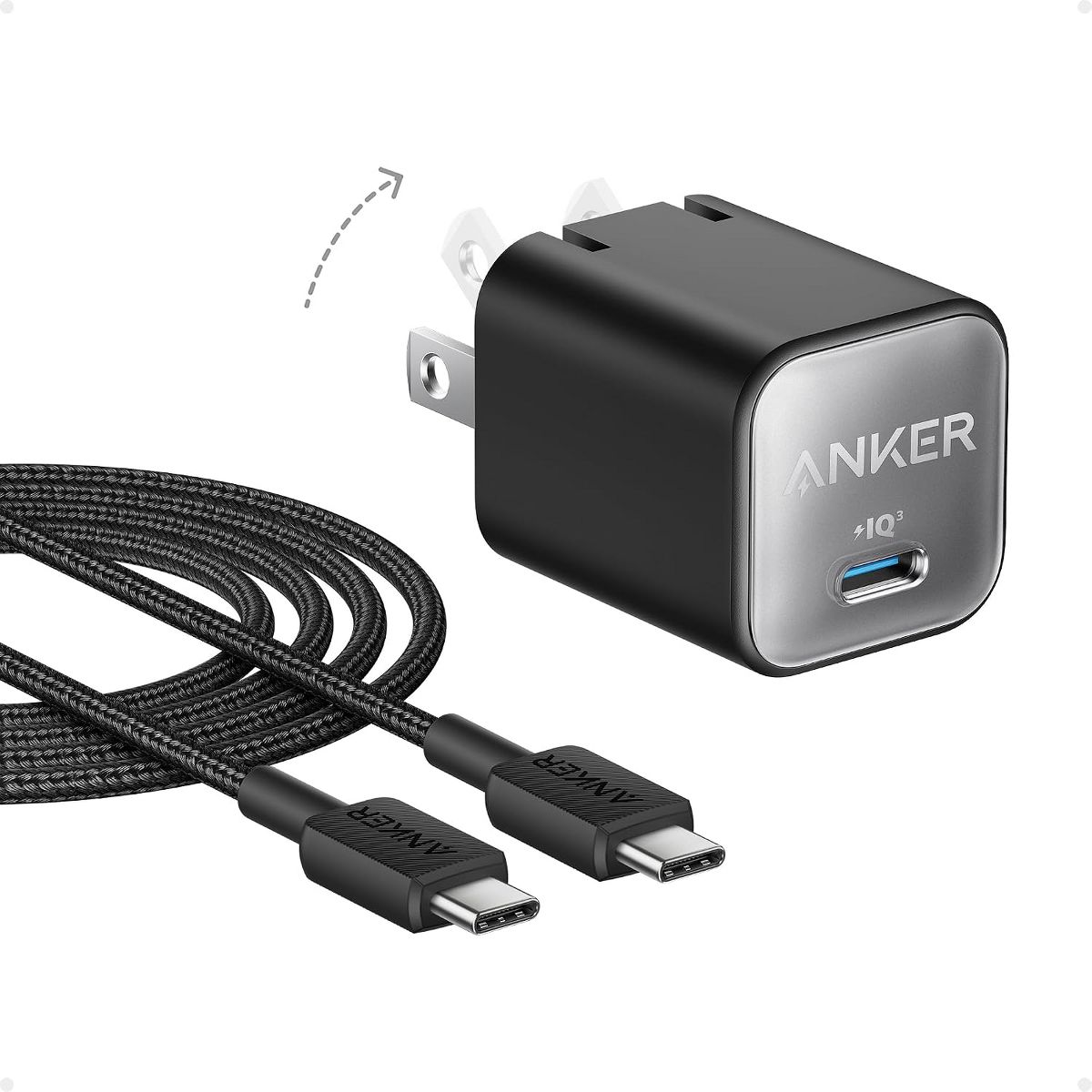 Anker Nano Phone Charger, 30W Portable Foldable USB C GaN Charger for iPhone 17/17 Pro Max/16/15 Series, Galaxy, iPad, MagSafe