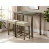 3-Piece Dining Set with Rubber Wood Table and 2 Stools - 2 of 4