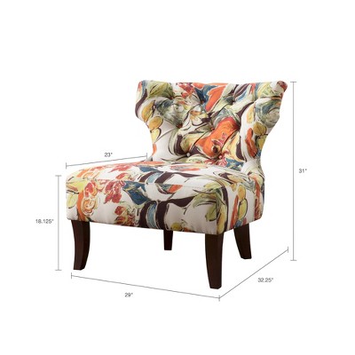 Erika Hourglass Tufted Armless Accent Chair in Multi