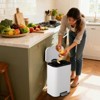 EcoSummer 3.2 Gal Stainless Steel Trash Can, Fingerprint-Proof, Soft-Close Lid, Foot Pedal, Removable Inner Bucket, White. - 2 of 4