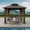 YARDSIGHT Hardtop Patio Gazebo with Aluminum Frame, Double Roof Canopy, Curtains & Netting, All-Weather Shelter for Backyard & Garden - 2 of 4