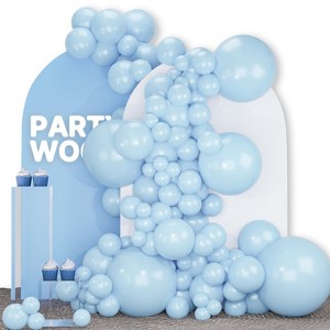 PartyWoo Balloons Baby Blue Light Pastel Sky Aqua 18 12 10 5 Inch 142 pcs - 1 of 4