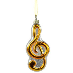 NORTHLIGHT 4" Treble Clef Note Music Symbol Glass Christmas Ornament - Gold/Black - 1 of 4