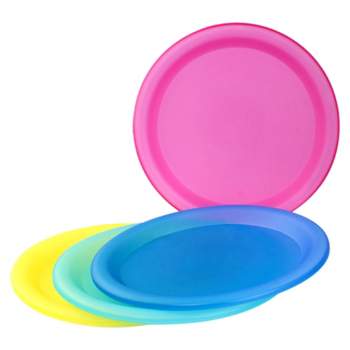 Lexi Home 10 in. Colorful Plastic Reusable Dinner Plates (Set of 4)