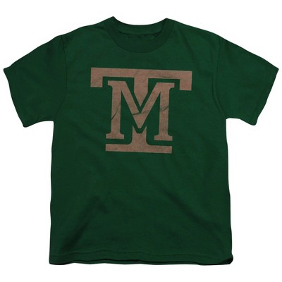 Montana Tech University Distressed Primary Kids T-Shirt For Youth Hunter Green