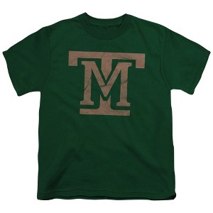 Montana Tech University Distressed Primary Kids T-Shirt For Youth Hunter Green - 1 of 4