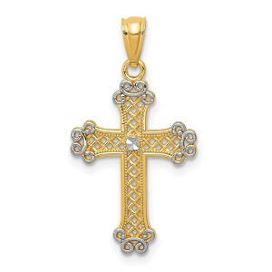 Black Bow Jewelry 14k Yellow Gold & White Rhodium Filigree Cross Pendant, 14 x 26mm - 1 of 4