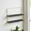 HomeRoots 21" Dark Gray And Gold Metal And Wood Wall Mounted Tiered Shelf - 2 of 4