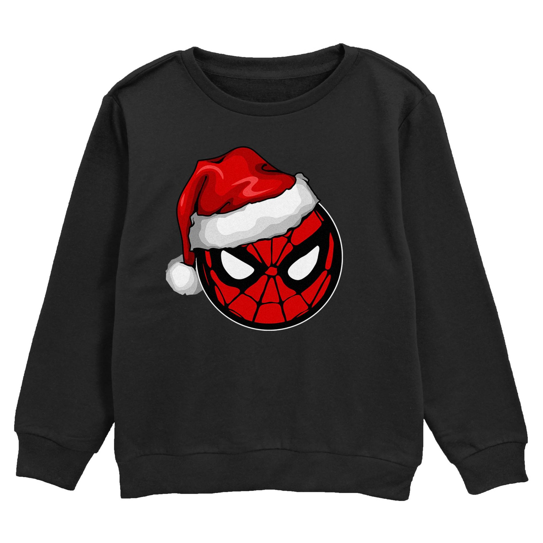 Boys Marvel Masked Hero Santa Hat Icon Sweatshirt - Black - X Large