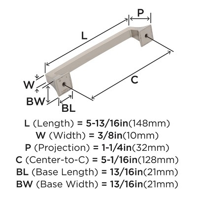Polished Nickel 5-1/16" Center-to-Center Cabinet Bar Pull
