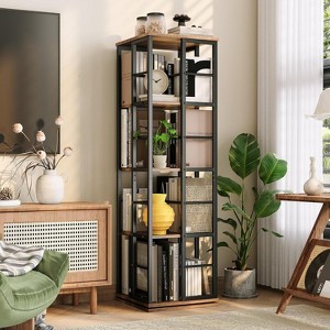 Acekool 4-Tier Metal Rotating Bookshelf, 360° Ball Bearing Storage Rack, Corner Organizer, Industrial - 1 of 4