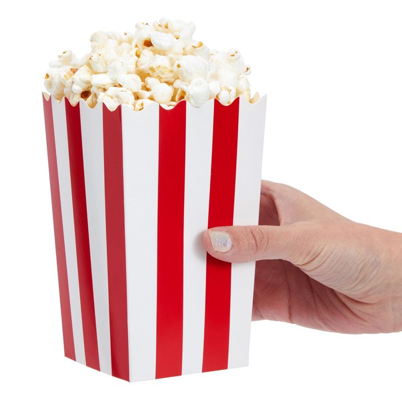 100 Mini Popcorn Boxes 3x5 Party Snack Favor Treat Containers Red/White, 20 Oz, 4 of 9