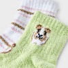 Women's Guinea Pigs 2pk Cozy Quarter Crew Socks - Green/White 4-10: Midweight Velour Ribbed Animal Pattern - 3 of 3