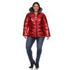 Plus Size Metallic Puffer Coat with Hoodie - White Mark - 4 of 4