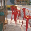 Emma and Oliver Commercial Grade 30"H Red Metal Indoor-Outdoor Barstool with Back - 2 of 4