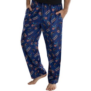 Marvel Men's Captain America Retro Allover Print Loungewear Pajama Pants Blue - 1 of 3