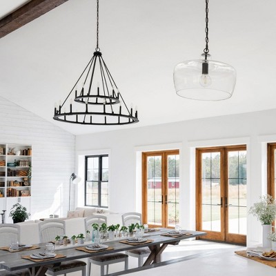 Pearson Grand Black Iron 24-Light Chandelier with Candle Bulbs