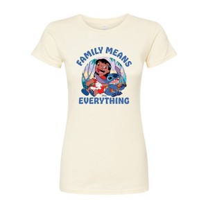 Women's - Lilo and Stitch - Family Means Everything Fitted Graphic T-Shirt - 1 of 3
