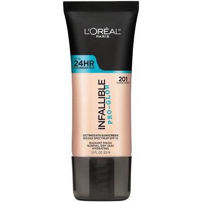 L'Oreal Paris Infallible Pro-Glow Foundation Normal/Dry Skin with SPF 15 - 201 Classic Ivory - 1 fl oz