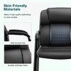 Lyngins PU Leather Home Office Desk Chair with Padded Backrest & High-Density Cushion, No Wheels Reception Guest Chair, Black Ergonomic Office Chair - 3 of 4