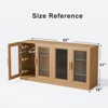 PexFix 62" W x 31" H Large Sideboard Buffet Cabinet with 4 Glass Doors 2 Adjustable Shelves for Kitchen Living/Dinning Room Bedroom Entryway Natural - 4 of 4