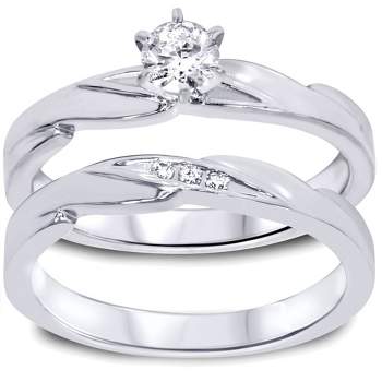 Pompeii3 1/4ct Diamond Engagement Wedding Ring Set 10K White Gold