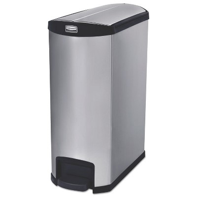 Rubbermaid Commercial Slim Jim Stainless Steel Step-On Container End Step Style 24 gal Black 1902000