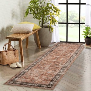 Long Hallway Runners Boho Abstract Runner Rug Vintage Distressed Floral Soft Throw Carpet Runner for Entryway Foyer Kitchen - 1 of 4