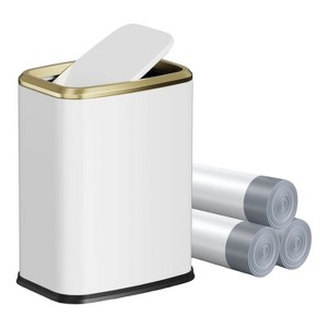 Aoibox 8L Small Bathroom Trash Can with Lid, Swing-Top Rectangular Waste Bin, Stainless Steel Garbage Can for Home, Office, Toilet,Bedroom,Living-Room - 1 of 4